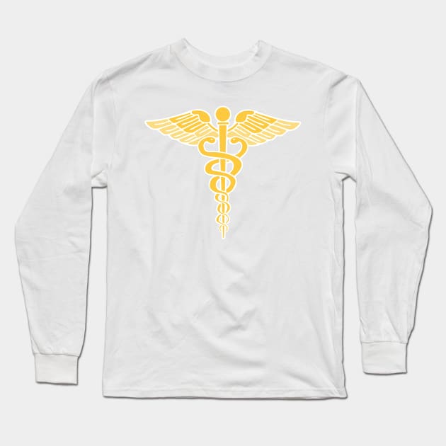 Symbol of Medicine, Gold Caduceus Long Sleeve T-Shirt by tandre